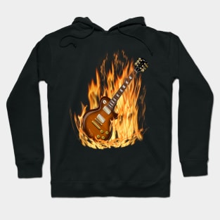 Guitar Graphic Design with Fire, Guitarist Hoodie
